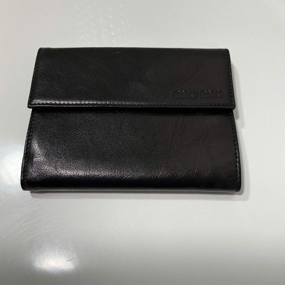 Miu Miu Black Leather Folded Wallet